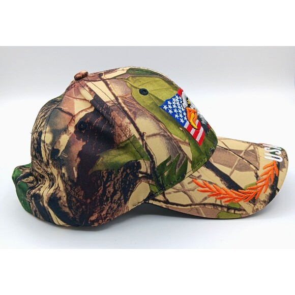 USA American Flag Eagle Patriotic Baseball Hat Cap Trucker Mossy Oak Camo Adjust - Picture 2 of 8